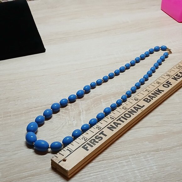 Fashion Vintage Chunky Blue Beaded Necklace Jewelry #74 - Picture 4 of 8